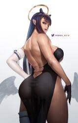 alternate_breast_size ass back big_ass big_breasts breasts female female_only hololive hololive_english hololive_myth looking_back ninomae_ina'nis proado thick_thighs thigh_highs virtual_youtuber