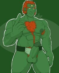 balls bara baraboy belt big_balls big_penis boner erection ganondorf gay gerudo hairy male male_only muscles muscular nintendo ocarina_of_time penis red_hair solo solo_male the_legend_of_zelda