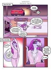 amon_(atrolux) anthro atrolux comic english_text female hair_down hi_res male monique_(atrolux) page_22 pajamas reptile scalie snake speech_bubble text