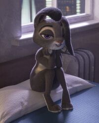 1girls 3d anthro disney female female_only fever-dreamer flat_chest fur furry furry_only hi_res judy_hopps looking_at_viewer nude purple_eyes rabbit sitting solo zootopia