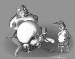 absurd_res anthro belly big_belly birth clone corruption cum disney female futanari growth herm hi_res hyper hyper_belly intersex judy_hopps lagomorph large_breasts leporid mammal monochrome nipples penis pregnant pussy rabbit testicles zooshi zootopia