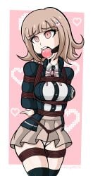 ball_gag big_breasts bondage colored crotch_rope danganronpa danganronpa_2:_goodbye_despair female_only femsub gag nanami_chiaki ordinarypotatochip panties pink_hair raya100 rope shibari_over_clothes straight_hair super_danganronpa_2