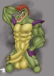 abs alligator alligatorid anthro balls big_balls big_penis boner crocodilian erection five_nights_at_freddy's five_nights_at_freddy's:_security_breach genitals green_body hair hi_res looking_at_viewer male male_only markdeth mohawk montgomery_gator_(fnaf) muscular muscular_anthro muscular_male nipples nude pecs penis red_hair reptile scalie scottgames solo vein veiny_balls veiny_penis video_games