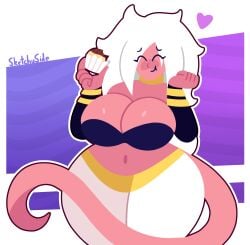 android_21 big_breasts breasts chubby dragon_ball dragon_ball_fighterz female majin majin_android_21 pink_skin tagme thesketchyside white_hair