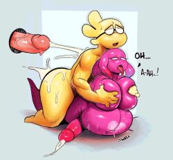 1boy 1futa ahe_gao anthro areolae ass big_belly big_breasts big_butt big_penis bodily_fluids breast_grab breasts cum cum_in_ass cum_inflation cum_inside cum_on_butt cum_while_penetrated cumshot douglas_(sqoon) duo ejaculation futanari genital_fluids genitals glory_hole groping_breasts gynomorph hand_on_breast hands-free handsfree_ejaculation heterochromia humanoid hybrid inflation intersex intersex/male long_penis looking_pleasured loy_miyazaki male male_on_futa nipples nude orgasm penis puwa skindentation sqoon thick_thighs tongue tongue_out wide_hips