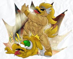 2boys abs anal anal_sex anthro ass avian bodily_fluids cum duo feathers gay gay_sex genital_fluids green_koopa_troopa hexdisciple koopa koopa_troopa koops male male/male male_only mario_(series) muscular muscular_male nintendo paper_mario penetration rawk_hawk rough_sex scalie sex shell spanking sweat video_games wrestler wrestling