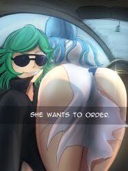 2girls ass ass_focus bubble_ass bubble_butt clothing dat_ass female female_only he_wants_to_order hehevich meme one-punch_man psykos selfie snapchat tatsumaki