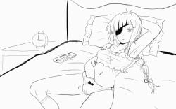 animated animated_gif bed bored eyepatch female_masturbation gif girls'_frontline m16a1_(girls'_frontline) masturbating masturbation masturbation_through_clothing monochrome panties