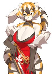 1girls anthro arknights aspirindabaitu big_breasts breasts chinese_clothes female furry looking_at_viewer mx99926 orange_eyes smile solo solo_female tagme tiger tiger_girl waai_fu_(arknights)