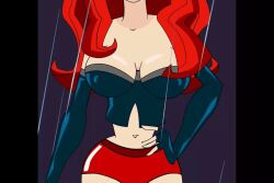 3_way_(slut_squad) animated breast_out breast_outside cherry_(3_way) exposing female long_hair one_breast_out prostitute prostitution rain raining red_hair tagme