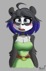 anthro big_breasts blush breasts cleavage clothed clothing female fur furry furry_only nephrited shi_yu_(lunarspy) solo tagme