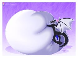 1boy 2022 anthro big_belly bodily_fluids breath dragon erection fluffy fluffy_tail genital_fluids genitals hi_res inflation male male_only panting penis precum ryukawa solo solo_male wings