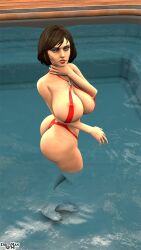 1girls 3d big_ass big_breasts big_butt big_nipples bikini bioshock bioshock_infinite blue_eyes brown_hair choke_hold choking dirtymansfm elizabeth_comstock exposed_nipples female female_only hard_nipples light-skinned_female light_skin sfm short_hair slingshot_swimsuit solo source_filmmaker thick_thighs