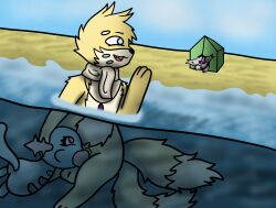 anthro beach buizel cheek_bulge dan_spring deep_throat eeveelution espeon ezie_spring fur generation_2_pokemon generation_4_pokemon hi_res nintendo oral penis pokemon pokemon_(species) seaside sex stealth_sex underwater video_games water wooper