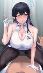 1girls big_breasts blue_archive blue_eyes breasts busty cleavage curvaceous curvy curvy_body curvy_female curvy_figure elf_ears female female_focus female_only general_student_council_(blue_archive) general_student_council_logo_(blue_archive) glasses gloves huge_breasts injection large_breasts nurse pointy_ears rin_(blue_archive) rin_nanagami solo solo_female solo_focus student_id tyamurai33 voluptuous