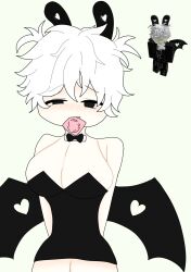 1girls artist_request breasts bunny_ears cleavage condom_wrapper female reference_image roblox roblox_avatar robloxian short_hair source_request tagme white_hair