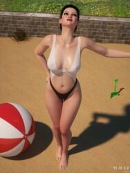 beach_ball breasts clothes female mbirdcz sand shovel solo