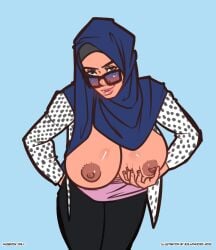 1girls big_breasts bolapistarize grabbing_own_breast hijab