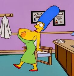 1girls blue_hair boobs breast_expansion edit edited edited_image edited_official_artwork female female_focus female_only huge_breasts marge_simpson mature mature_female nerota nipples tagme tagme_(artist) the_simpsons yellow_skin