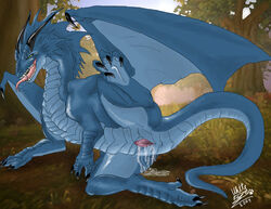 2009 blue cum dragon female horns messy presenting pussy pussy_juice scalie solo tail tongue whitefenrril wings