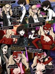 ann_takamaki blonde_hair brown_hair corruption goth gothification hypnotic_eyes large_breasts makoto_niijima mind_break persona persona_5 possession sae_niijima short_hair sinsapphic tagme twintails