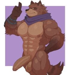 abs anthro balls big_balls big_penis boner canid canine erection fleshformomo fortnite furry hajime_(fortnite) male male_only muscular muscular_male nude pecs penis raccoon_dog solo solo_male sweat sweating tanuki