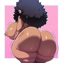 1girls afro ai_generated big_ass big_breasts big_hair blackwhiplash_(style) brinne child_bearing_hips close-up dark-skinned_female dark_skin dat_ass ebony female hair_over_eyes huge_ass huge_breasts mullon original original_character voluptuous voluptuous_female