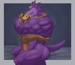 anal anal_sex anthro balls big_balls big_penis boner erection fleshformomo furry gay kissing male male_only nude penis scalie sex size_difference sweat sweating