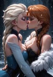 2girls ai_generated animated anna_(frozen) civitai disney elsa_(frozen) frozen_(film) hailuoai incest kissing mikey-rg97 no_sound pixar red_hair shorter_than_30_seconds silver_hair sister_and_sister sisters snow tagme video yuri