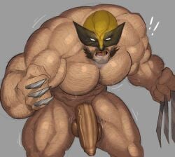 balls big_balls big_penis body_hair claws flaccid fleshformomo james_howlett male male_only marvel marvel_comics nude penis sideburns solo solo_male sweat sweating wolverine_(x-men) x-men