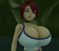 3d animated animated_gif bigger_&_better bouncing_breasts cleavage dance kairi kingdom_hearts massive_breasts