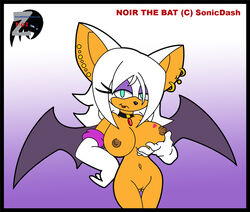 bat big_breasts breasts ear_piercing earring female looking_at_viewer noir_the_bat nude piercing pussy solo sonic_(series) wings zetar02