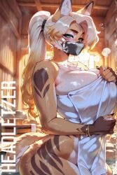 ai_generated cleavage furry headletzer huge_breasts large_breasts massive_breasts pulchra_(zenless_zone_zero) pulchra_fellini sauna tagme towel_only zenless_zone_zero