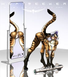 dr_comet_style exizt feline female heat heatseeker pose pussy rocket solo stripes tail