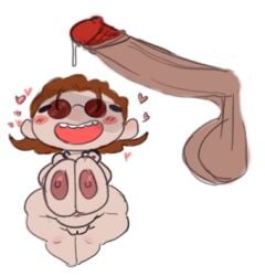 blush chibi curvy female hyper hyper_balls hyper_breasts hyper_penis simple_face venus_body voluptuous wobblinggut