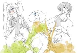 1boy 2girls anus ass ass ass_bigger_than_head asshole big_ass big_butt blue_eyes blush brown_eyes capcom fart fart_cloud fart_fetish farting farting_in_face grabbing_own_ass lazei looking_back rainbow_mika short_hair sketch smile thick_thighs twintails uncolored vega_(street_fighter) x_eyes yamato_nadeshiko yamato_nadeshiko_(street_fighter)