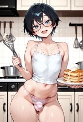 ai_generated ai_generated_slop black_hair femboy glasses mesissyah pink_panties small_penis trap