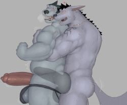 anal anal_sex anthro balls big_balls big_penis boner canine_penis erection fleshformomo furry gay male male_only momo_(fleshformomo) nude penis sex sweat sweating warcraft wolf worgen world_of_warcraft