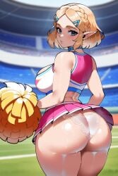 1girls ai_generated bare_back big_breasts blonde_female blonde_hair blonde_hair_female blue_choker blue_eyes bubble_butt cheerleader cheerleader_outfit cheerleader_uniform choker dat_ass dug-lith-pls fat_ass gyat lace-trimmed_panties looking_at_viewer looking_back nintendo pink_crop_top pink_skirt pointy_ears pom_poms pretty princess_zelda shiny_skin short_skirt skimpy_clothes solo solo_female solo_focus sweat sweatdrop sweaty_butt tagme tears_of_the_kingdom tensor_art the_legend_of_zelda thiccwithaq_(ai_style) thick_ass thick_thighs upskirt wardrobe_malfunction white_panties zelda_(tears_of_the_kingdom)