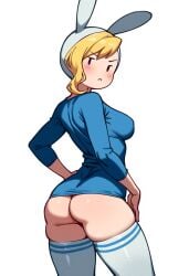 adventure_time ai_generated ass bottomless fionna_and_cake fionna_campbell fionna_the_human_girl frown frowning standing thighhighs