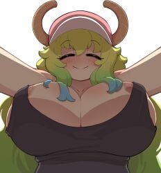 1girls big_breasts female female_focus female_only green_eyes kobayashi-san_chi_no_maidragon large_breasts long_hair lucoa miss_kobayashi's_dragon_maid nudiedoodles pale-skinned_female pale_skin quetzalcoatl_(dragon_maid) solo solo_female solo_focus