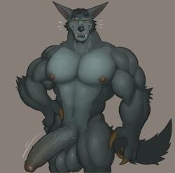 anthro balls big_balls big_penis boner canid canine erection fleshformomo furry huge_balls huge_cock league_of_legends male male_only muscular muscular_male nude penis solo solo_male wolf