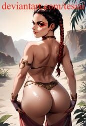 ai_generated apex_legends ass big_ass big_breasts braided_hair braided_twintails breasts cameltoe cosplay dark-skinned_female dark_skin loba_(apex_legends) princess_leia_organa_(cosplay) slave_bikini slave_leia slave_leia_(cosplay) star_wars tesiai thick_thighs