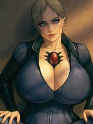 1girls ai_generated alternate_version_available animated arms_behind_back ass big_breasts blonde_hair bodysuit breasts capcom cleavage devil_hs eye_contact female female_only grok huge_breasts jill_valentine jill_valentine_(blonde) jill_valentine_(julia_voth) jill_valentine_bodysuit looking_at_viewer nai_diffusion naughty_face open_legs resident_evil resident_evil_5 seductive seductive_smile signature skin_tight smile solo stable_diffusion suggestive thick_thighs video wide_hips