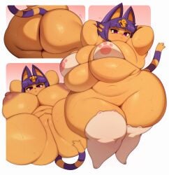 1girls animal_crossing ankha ankha_(animal_crossing) ass bbw bbw_furry berseepon09 bikini_top boobs_and_butt_pose boobs_out booty breasts breasts_out cat_ears cat_girl cat_paws cat_stockings cat_tail cat_thighighs fat fat_ass fat_breasts fat_butt feline furry furry_ass furry_breasts furry_ears furry_female furry_only furry_tail huge_thighs looking_at_viewer neko nintendo obese plump showing_ass showing_breasts showing_off skindentation ssbbw striped_tail thick_thighs wide_hips yellow_body yellow_fur