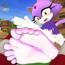 1girl 5_toes blaze_the_cat brushing cat_ears cat_tail catgirl clothed_male_nude_female feet female female_focus female_only foot_fetish foot_focus looking_at_viewer oda_arts presenting_feet purple_fur red_toenails shoes_removed soles soles_female soles_fetish sonic_(series) sonic_the_hedgehog_(series) toes