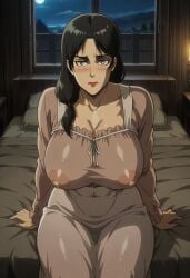 1girls ai ai_generated attack_on_titan bikini breast carla_jaeger female huge_ass huge_breasts mother nipple_bulge outdoor seductive seductive_look seductive_smile shingeki_no_kyojin solo