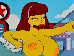 1girls big_breasts boobs_out breasts edit edited edited_image edited_official_artwork female nerota public public_nudity tagme tagme_(artist) tagme_(character) the_simpsons washing washing_car