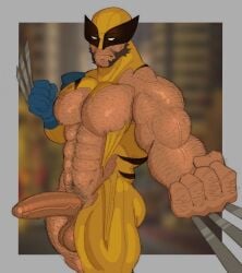 balls big_balls big_penis body_hair boner claws erection fleshformomo james_howlett male male_only marvel marvel_comics penis ripped_clothing sideburns solo solo_male wolverine_(x-men) x-men