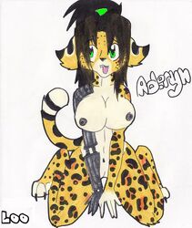 aderyn anthro breasts canine cyborg feline female fennec fox fur furry hybrid kneeling leopard loo66 nude pussy solo